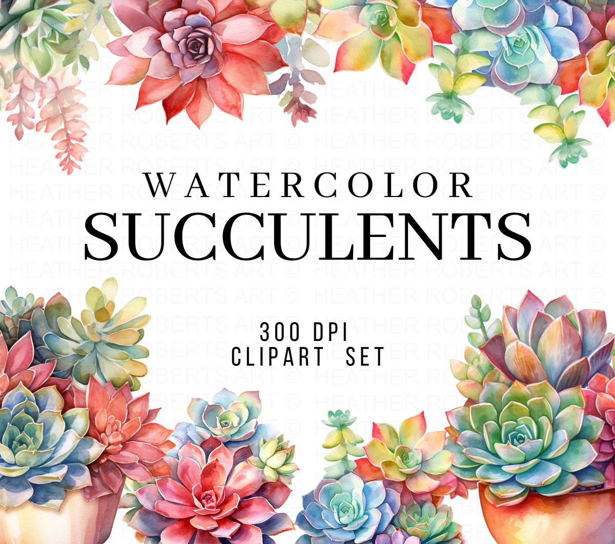 watercolor succulents png Watercolor Succulents Clipart – Heather Roberts Art