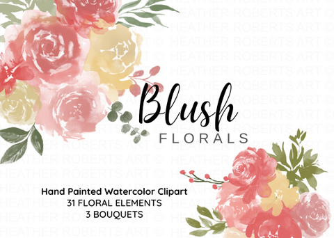 Blush Watercolor Flowers Clipart