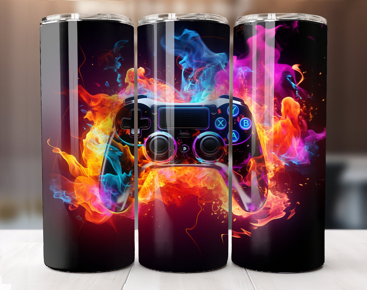 Gamer 20 Oz Tumbler Wrap, 3D Game Controller Tumbler Wrap – Heather ...