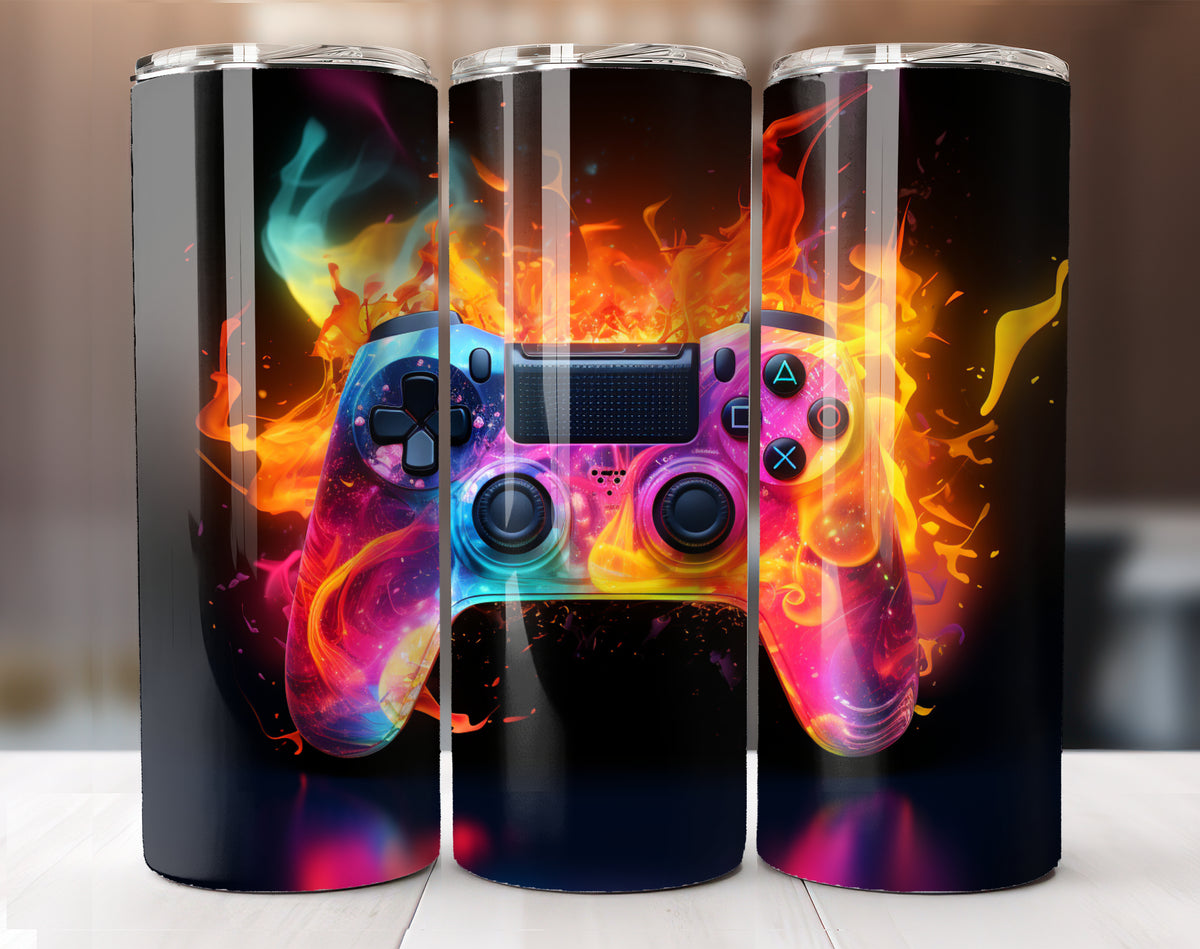 Gamer 20 Oz Tumbler Wrap, 3D Game Controller Tumbler Wrap – Heather ...