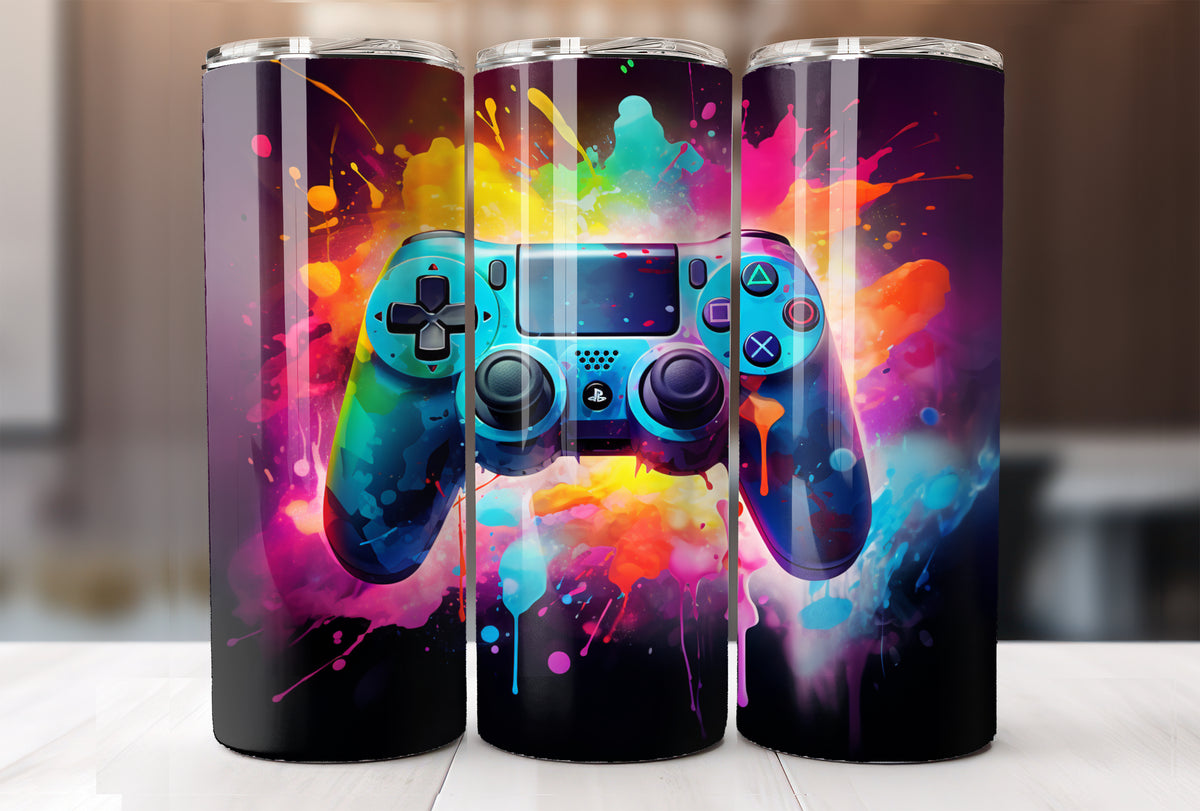 Gamer 20 Oz Tumbler Wrap, 3D Game Controller Tumbler Wrap – Heather ...