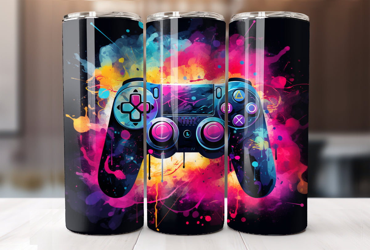 Gamer 20 Oz Tumbler Wrap, 3D Game Controller Tumbler Wrap – Heather ...