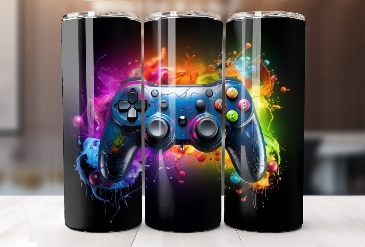 Gamer 20 Oz Tumbler Wrap, 3D Game Controller Tumbler Wrap – Heather ...