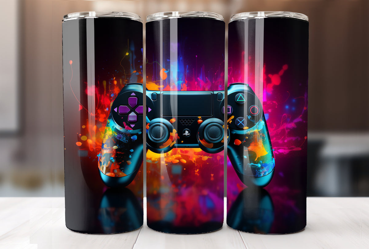 Gamer 20 Oz Tumbler Wrap, 3D Game Controller Tumbler Wrap – Heather ...