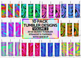 20 Oz Skinny Tumbler Sublimation Wraps Bundle, Volume 3 - Marbling Designs PNG Bundle