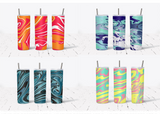 20 Oz Skinny Tumbler Sublimation Wraps Bundle, Volume 2 - Marbling Designs PNG Bundle