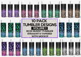 20 Oz Skinny Tumbler Sublimation Wraps Bundle, Volume 1 - Glitter Leopard Prints Bundle
