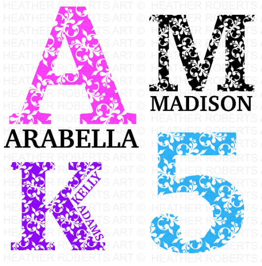 Floral Monogram Alphabet and Numbers SVG Bundle – Heather Roberts Art