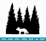 Fox in the Forest Silhouette SVG