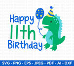 11th Dinosaur Birthday SVG