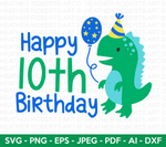 10th Dinosaur Birthday SVG