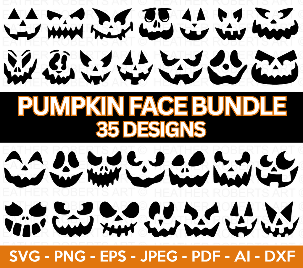 Halloween face Svg, Scary Face Png, Pumpkin face Eps, Dxf