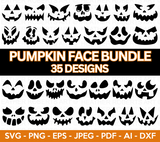 Pumpkin Face Svg Bundle, Jack O Lantern Faces Bundle