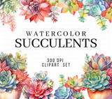 Watercolor Succulents Clipart