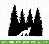 Fox in the Forest Silhouette SVG