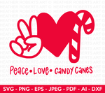 Peace Love Candy Canes SVG