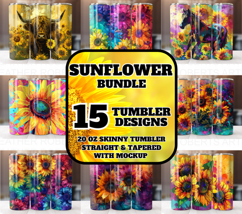 Alcohol Ink Sunflower Tumbler Wrap Bundle