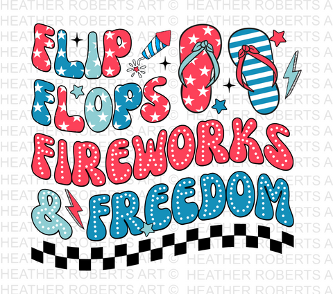 Flip Flops Fireworks and Freedom PNG