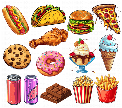 Junk Food and Fast Food Clipart Set
