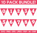 Red Number Pennants Svg Bundle