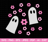 Ghosts and Flowers Svg