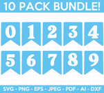 Blue Number Pennants Svg Bundle