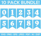 Blue Number Pennants Svg Bundle