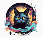 Psychedelic Black Cat PNG