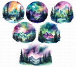 Watercolor Northern Lights Sublimation Bundle