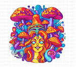 Psychedelic Magic Mushroom Woman PNG