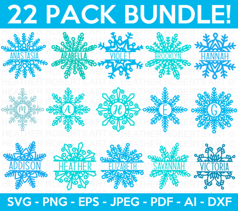 Snowflakes Monogram SVG Bundle