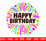 Happy Birthday Fireworks SVG