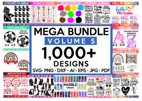 MEGA SVG BUNDLE Vol 5, 1000+ Designs