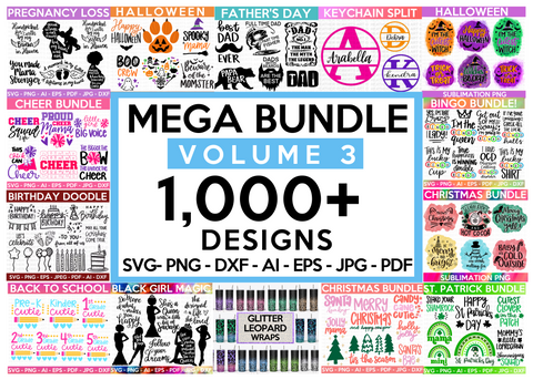 MEGA SVG BUNDLE Vol 3, 1000+ Designs