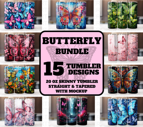 Butterfly 20 Oz Tumbler Sublimation Wraps Bundle