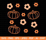 Pumpkins and Flowers Svg