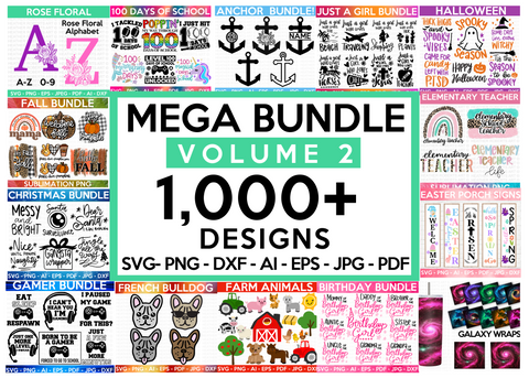 MEGA SVG BUNDLE Vol 2, 1000+ Designs