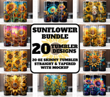 20 Oz Sunflower Tumbler Sublimation Wraps Bundle