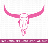 Long Horn Skull SVG