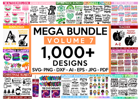 MEGA SVG BUNDLE Vol 7, 1000+ Designs