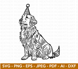 Labrador Retriever with Party Hat SVG