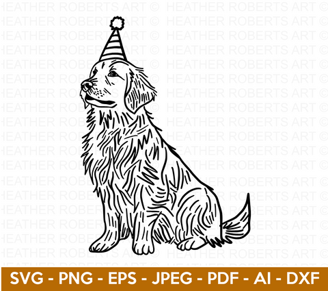Labrador Retriever with Party Hat SVG