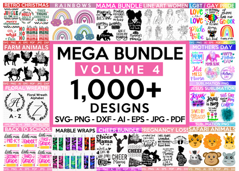 MEGA SVG BUNDLE Vol 4, 1000+ Designs
