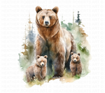 Grizzly Bear Watercolor Clipart Set