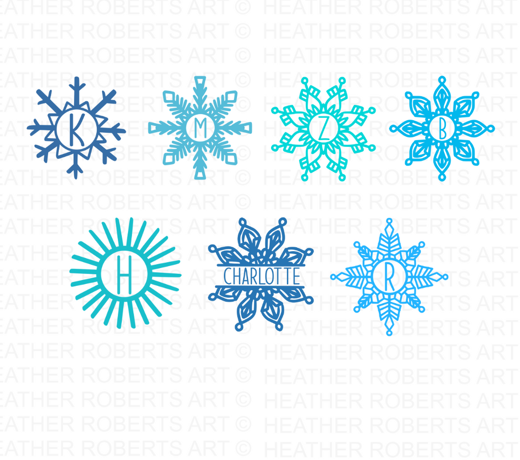 Snowflakes Monogram SVG Bundle – Heather Roberts Art