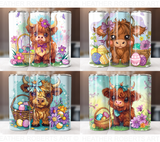 Easter Highland Cow Tumbler Wrap Bundle