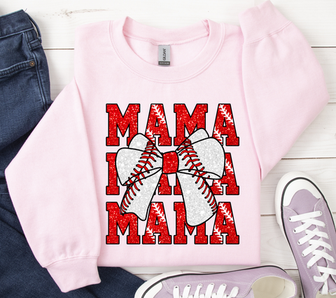 Baseball Mama Coquette Bow Sublimation PNG