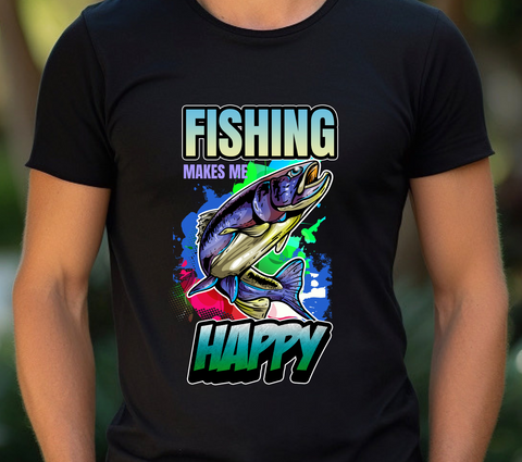 Fishing Makes Me Happy Sublimation PNG