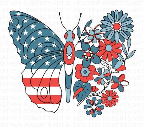 American Butterfly PNG Sublimation