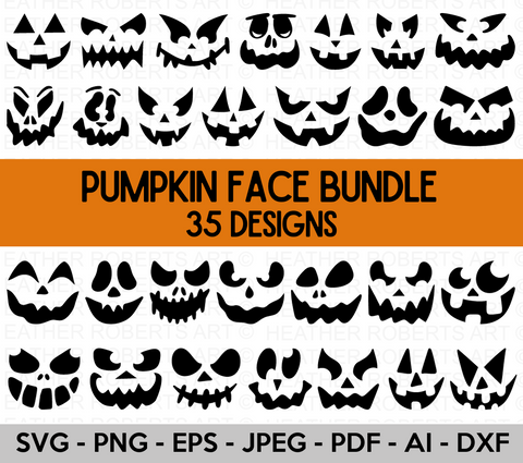 Pumpkin Face Svg Bundle, Jack O Lantern Faces Bundle